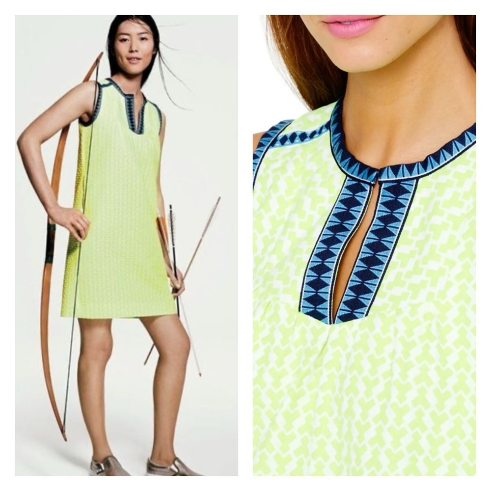 J. Crew Lime Green Arrow Point Shift Dress